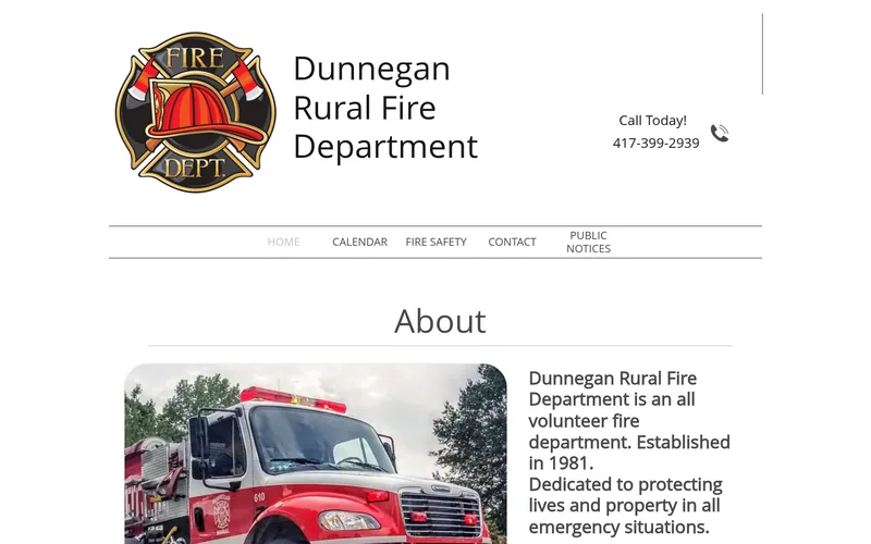 Home page of the Dunnegan Rural Fire Department website