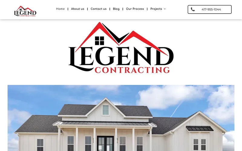 Home page of the Legend Contracting website
